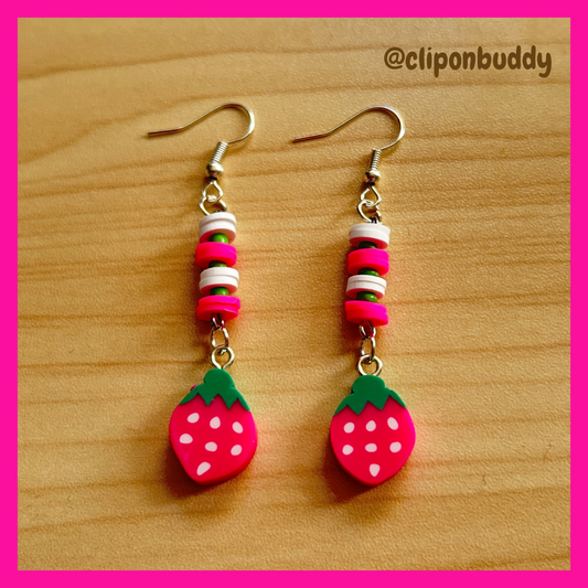 mini fruit theme: (mini strawberry earrings)