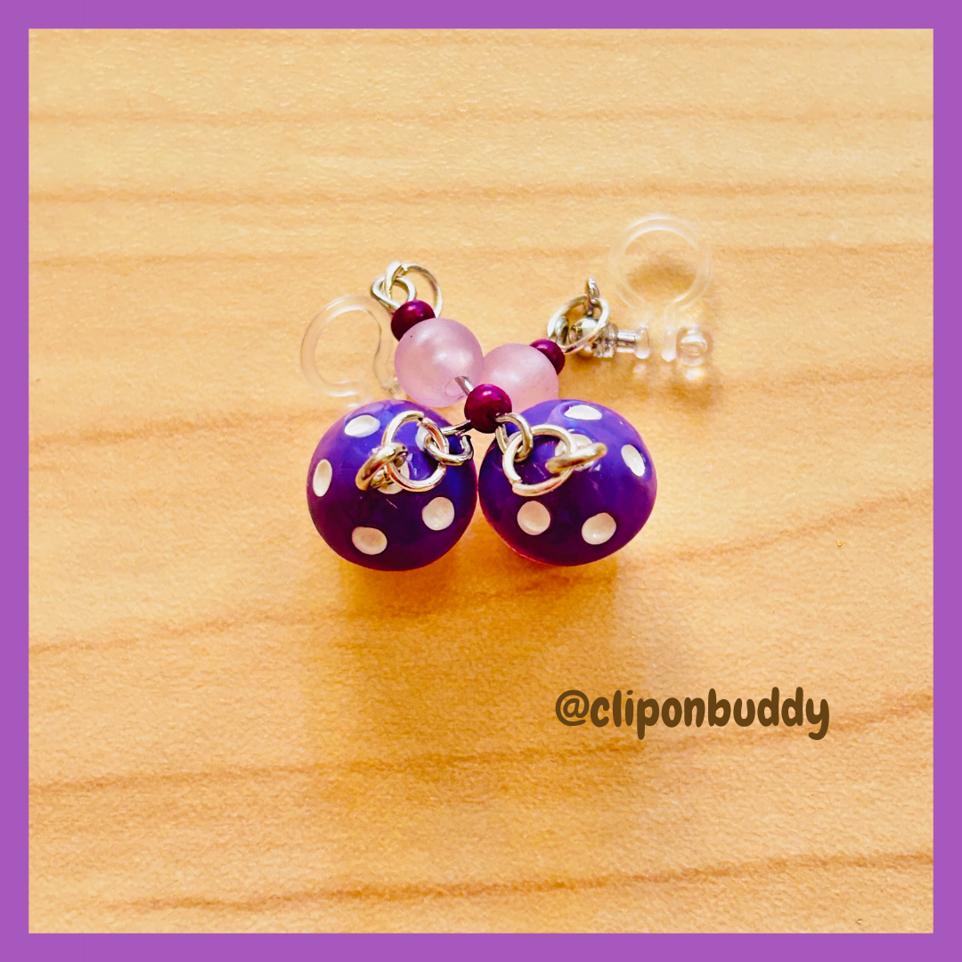 mushroom earrings: (purple)