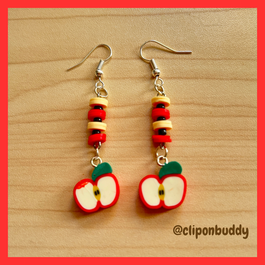 mini fruit theme: (mini apple earrings)