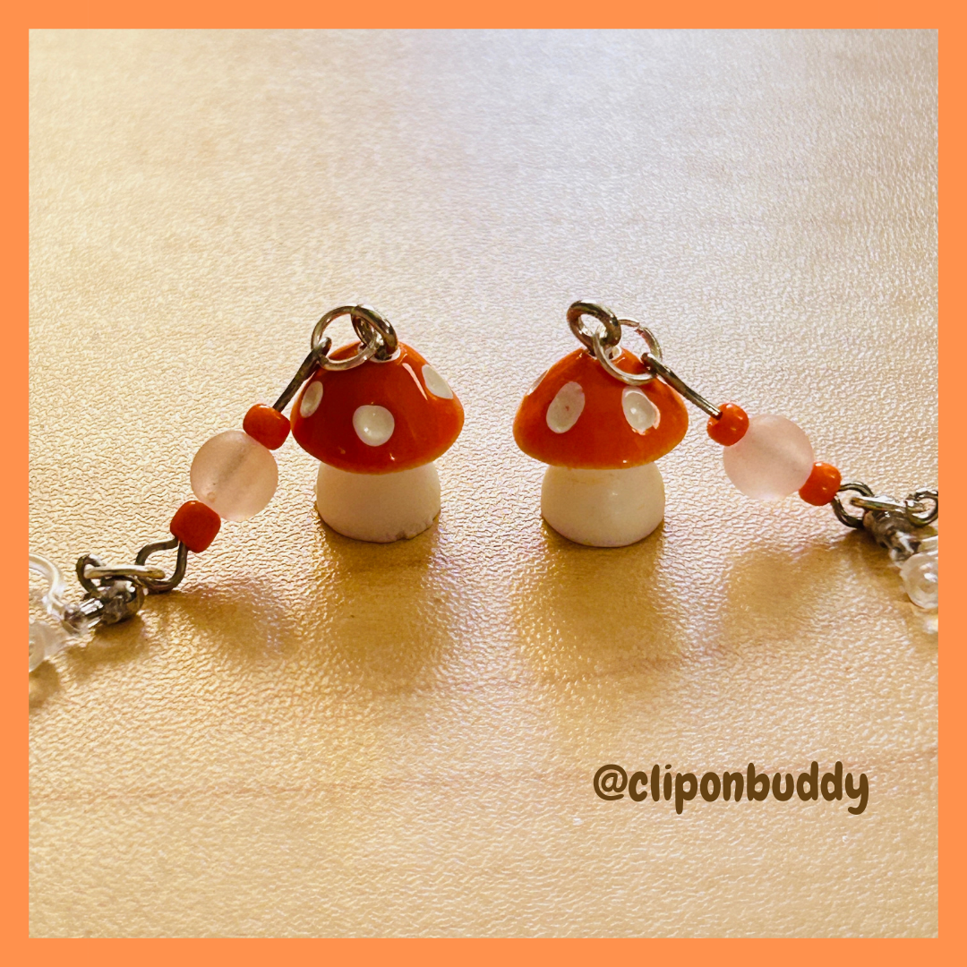 mushroom earrings: (orange)