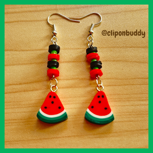 mini fruit theme: (mini watermelon earrings)