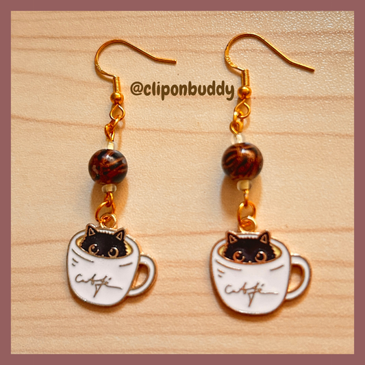 coffee cat earrings