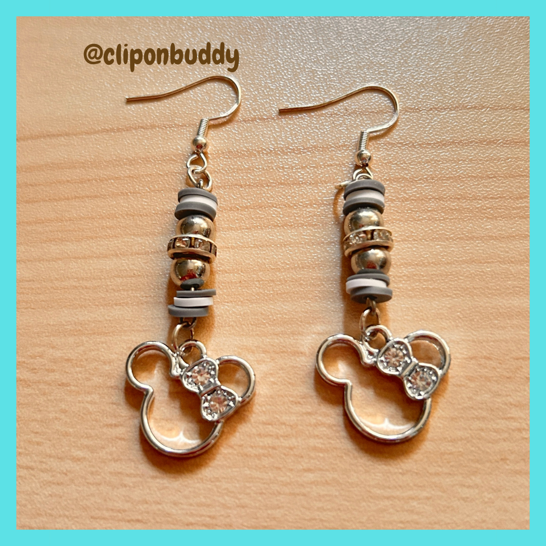 minnie mouse crystal earrings