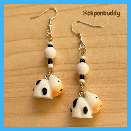 farm animal: (cow earrings)