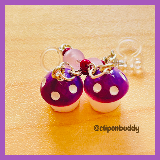 mushroom earrings: (purple)