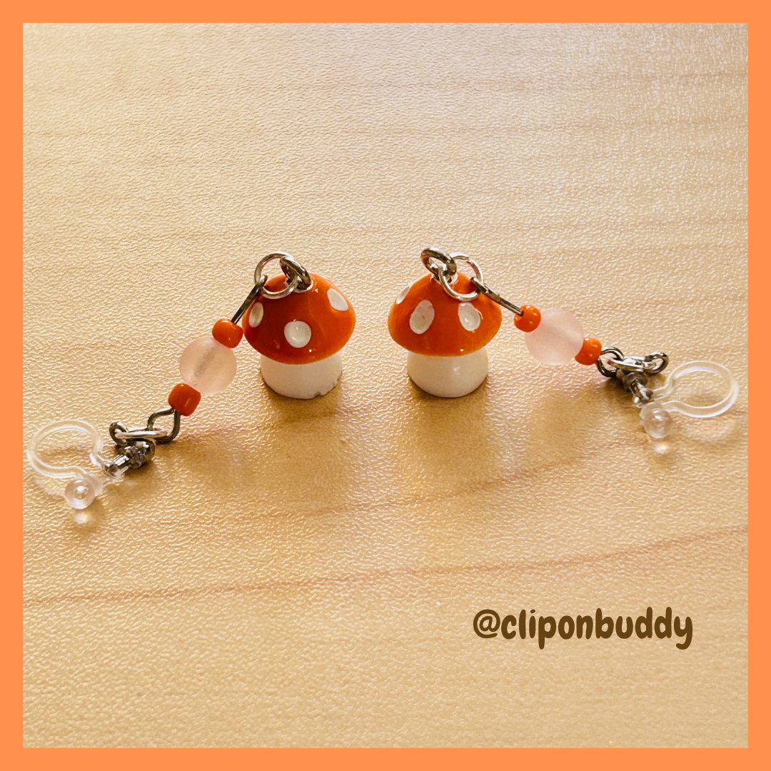 mushroom earrings: (orange)